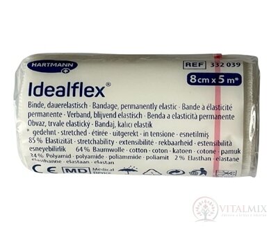 Idealflex obväz elastický krátkoťažný 85% (8cm x 5m) (332039) 1x1 ks