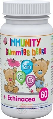 IMMUNITY Gummies bears + Echinacea - Clinical pektínové bonbóny s pomarančovo-hroznovou príchuťou 1x60 ks