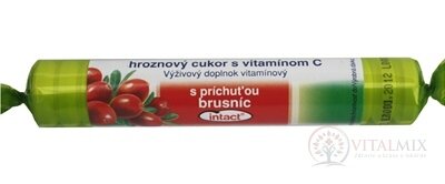 INTACT HROZNOVÝ CUKOR s vitamínom C s príchuťou brusníc (pastilky v rolke) 1x40g