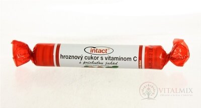 INTACT HROZNOVÝ CUKOR s vitamínom C s príchuťou jahody (pastilky v rolke) 1x40g