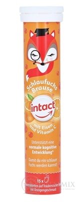 INTACT Múdra líška Hroznový cukor, železo a vit.C šumivé tablety s pomarančovou príchuťou 1x15 ks