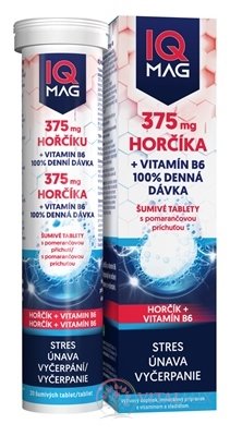 IQ MAG HORČÍK 375 mg + Vitamín B6 šumivé tablety s pomarančovou príchuťou 1x20 ks