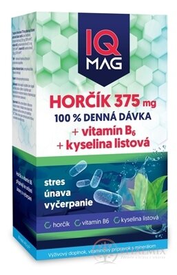 IQ MAG HORČÍK 375 mg+Vitamín B6+Kyselina listová cps 1x60 ks