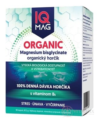 IQ MAG ORGANIC HORČÍK + Vitamín B6 cps 1x90 ks