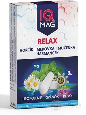 IQ MAG RELAX cps horčík, B6, medovka, mučenka, harmanček 1x30 ks