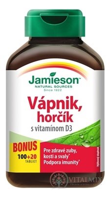 JAMIESON VÁPNIK, HORČÍK S VITAMÍNOM D3 tbl 100+20 zadarmo (120 ks)