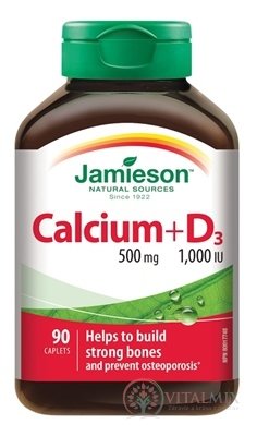 JAMIESON VÁPNIK S VITAMÍNOM D3 tbl (500 MG/1000 IU) 1x90 ks
