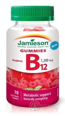 JAMIESON VITAMÍN B12 GUMMIES želatínové pastilky s malinovou príchuťou 1x70 ks
