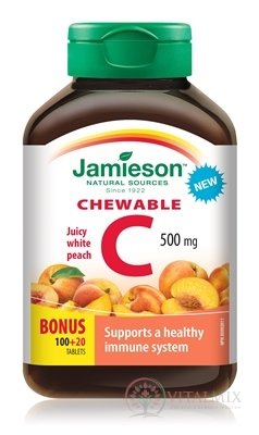 JAMIESON VITAMÍN C 500 mg broskyňa tbl na cmúľanie, 100+20 zadarmo (120 ks)