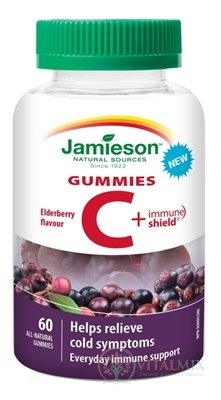 JAMIESON VITAMÍN C + IMMUNE SHIELD GUMMIES pastilky s príchuťou bazy 1x60 ks