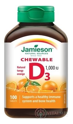 JAMIESON VITAMÍN D3 1000 IU POMARANČ tbl na cmúľanie 1x100 ks