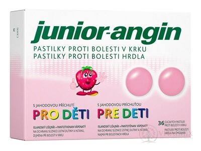 Junior-angin pastilky pre deti s jahodovou príchuťou 1x36 ks