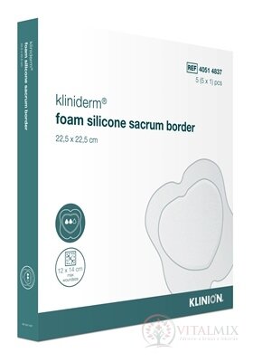 Kliniderm foam silicone sacrum border krytie penové silikónové 22,5 x 22,5 cm, 1x5 ks