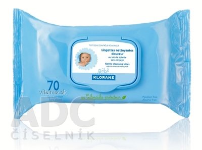 KLORANE BEBE LINGETTES NETTOYANTES DOUCEUR jemné čistiace obrúsky 1x70 ks