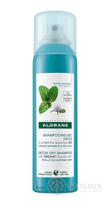 KLORANE SHAMPOOING SEC DETOX Menthe BIO suchý šampón s BIO mätou vodnou, sprej 1x150 ml
