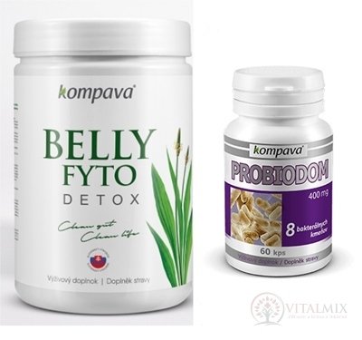 kompava BELLY FYTO DETOX prášok 400 g + Probiodom cps 60, 1x1 set