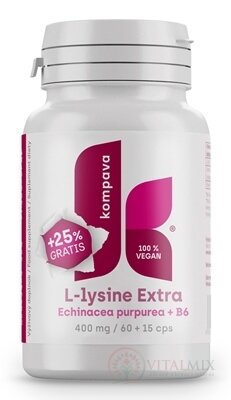 kompava L-LYSINE Extra cps (Echinacea + B6) 60+15 zadarmo (75 ks)
