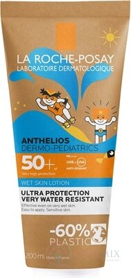 LA ROCHE-POSAY ANTHELIOS DP WET SKIN LOTION SPF50+ mlieko pre deti na vlhkú pokožku, s ochranným faktorom, v ekologickom balení 1x200 ml