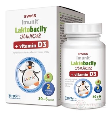Laktobacily JUNIOR SWISS Imunit + vitamín D3 tbl 30+6 zadarmo (36 ks)
