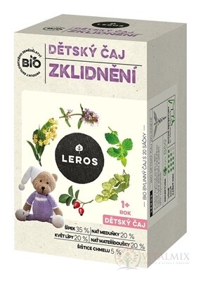 LEROS BIO DETSKY ČAJ UPOKOJENIE bylinný čaj, nálevová vrecká (od 1+ roka) 20x1,8 g (36 g)