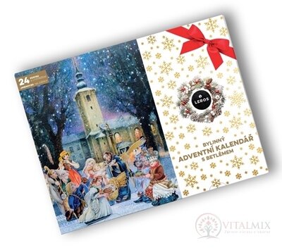 LEROS BYLINNÝ ADVENTNÝ KALENDÁR S BETLEHEMOM 4 24 druhov čajov po 1 vrecúšku + vystrihovacie postavičky 24 ks + menovky 24 ks (inov. 2024), 1x1 set