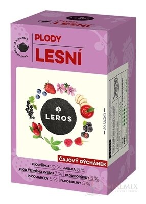 LEROS ČAJOVÁ CHVÍĽKA PLODY LESNÉ bylinný čaj aromatizovaný, nálevové vrecká 20x2,2 g (44 g)