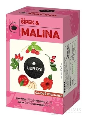 LEROS ČAJOVÁ CHVÍĽKA ŠÍPKA & MALINA ovocný čaj aromatizovaný, nálevové vrecká 20x2 g (40 g)