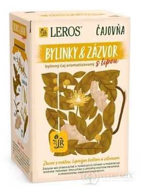 LEROS Čajovňa BYLINKY A ZÁZVOR s lipou bylinný čaj, nálevové vrecúška 20x2 g (40 g)