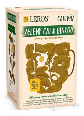 LEROS Čajovňa ZELENÝ ČAJ A GINKGO s príchuťou hrušky, nálevové vrecúška 20x2 g (40 g)