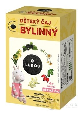 LEROS DETSKÝ ČAJ BYLINNÝ nálevové vrecká (od 4+ mesiacov) (inov. 2021) 20x1,8 g (36 g)