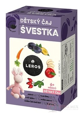 LEROS DETSKÝ ČAJ SLIVKA nálevové vrecká (od 6+ mesiacov) 20x2 g (40 g)
