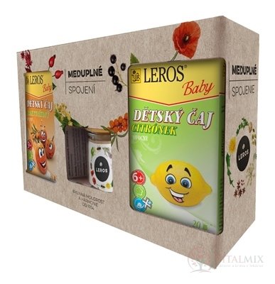 LEROS MEDUPLNÉ SPOJENIE Detský čaj Rakytníkový 20x2 g + Detský čaj Citrónik 20x2 g + med 200 g, 1x1 set