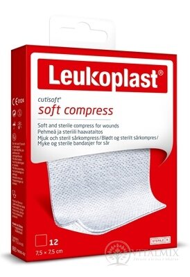 LEUKOPLAST CUTISOFT SOFT COMPRESS krytie na rany, z netkanej textílie, sterilné, 7,5x7,5 cm, 1x12 ks