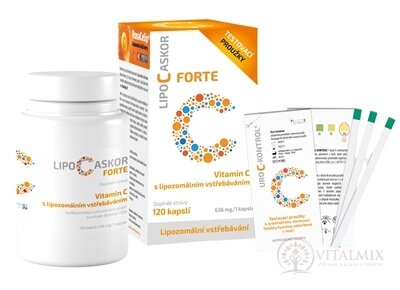 LIPO C ASKOR FORTE cps 120 ks - vitamín C s lipozomálnym vstrebávaním + testovacie prúžky, 1x1 set