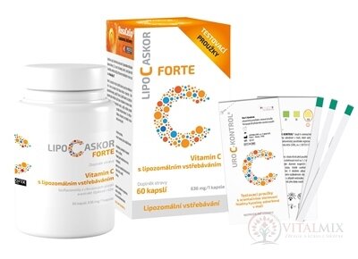 LIPO C ASKOR FORTE cps 60 ks - vitamín C s lipozomálnym vstrebávaním + testovacie prúžky, 1x1 set