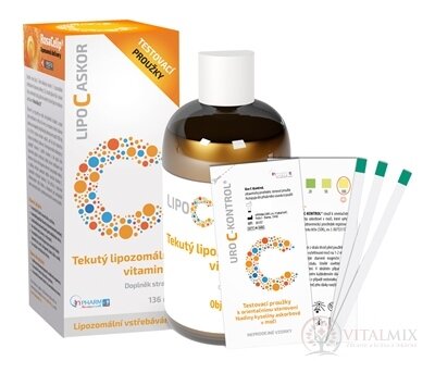 LIPO C ASKOR sir 136 ml - vitamín C s lipozomálnym vstrebávaním + testovacie prúžky, 1x1 set