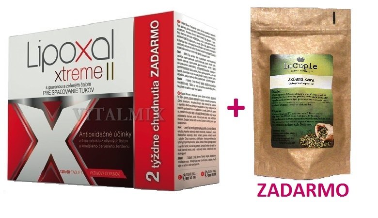 LIPOXAL XTREME II 120+60tbl zdarma + Zelená káva PRÉMIUM 100g ZDARMA