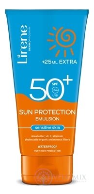 Lirene SUN PROTECTION SPF 50+ sensitive hydratačná emulzia na opaľovanie na citlivú pokožku (150 ml + 25 ml extra) 1x175 ml