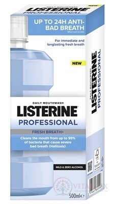 LISTERINE PROFESSIONAL Fresh Breath + ústna voda, bez alkoholu 1x500 ml