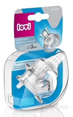 LOVI Dynamický cumlík na fľašu Pomalý (3m+), silikónový, 1x2 ks