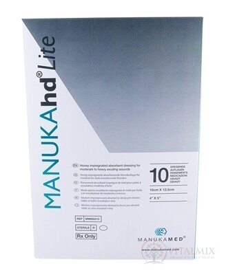 MANUKAhd Lite obväz impregnovaný medom, 10x12,5 cm, 1x10 ks
