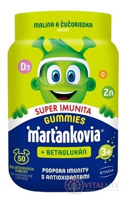 Marťankovia GUMMIES Super Imunita + Betaglukán želatínové tablety, príchuť malina a čučoriedka 1x50 ks