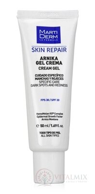 MartiDerm SKIN REPAIR ARNIKA CREAM GEL regeneračný gél-krém s ochranným faktorom SPF 30, pre všetky typy pleti 1x50 ml