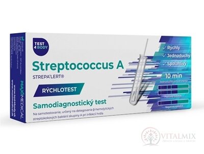 MAXIMEDICAL Rýchlotest Streptococcus A samodiagnostický test steru zo sliznice hrdla, 1x1 set
