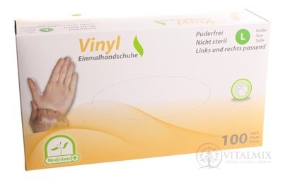 Medi-Inn Rukavice vinylové veľ. L, nepudrované, 1x100 ks