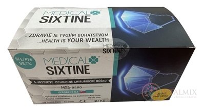 MEDICAL SIXTINE chirurgické rúško MS3-nano jednorazové, 3-vrstvové, modrá farba, 1x30 ks