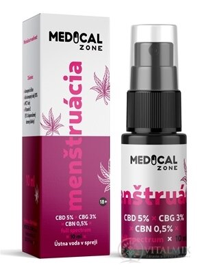 MEDICAL Zone MENŠTRUÁCIA full spectrum ústna voda v spreji s CBD+CBG+CBN 1x10 ml