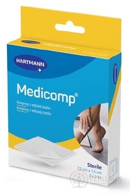 Medicomp kompresy z netkanej textílie, sterilný (7,5x7,5 cm), 5x2 ks