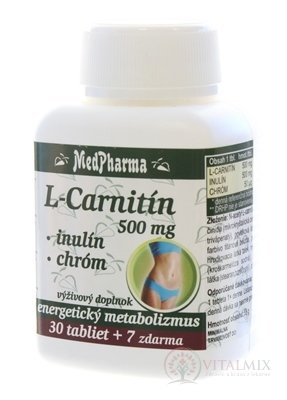MedPharma L-CARNITÍN 500 MG + INULÍN + CHRÓM tbl 30+7 zadarmo (37 ks)