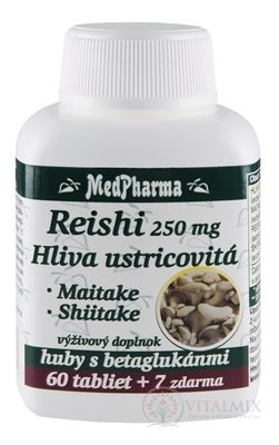 MedPharma REISHI 250 mg, Hliva ustricovitá tbl (huby s betaglukánmi) 60+7 zdarma (67 ks)